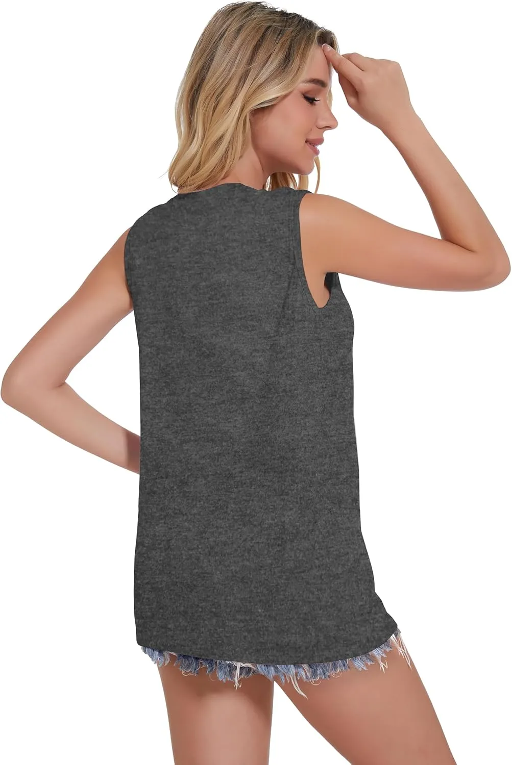 Tank Top for Women Sleeveless Summer Crewneck Casual Loose Tunic Tops Shirts