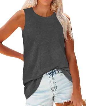 Tank Top for Women Sleeveless Summer Crewneck Casual Loose Tunic Tops Shirts