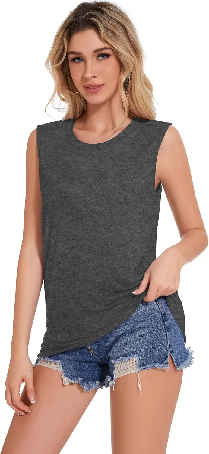 Tank Top for Women Sleeveless Summer Crewneck Casual Loose Tunic Tops Shirts