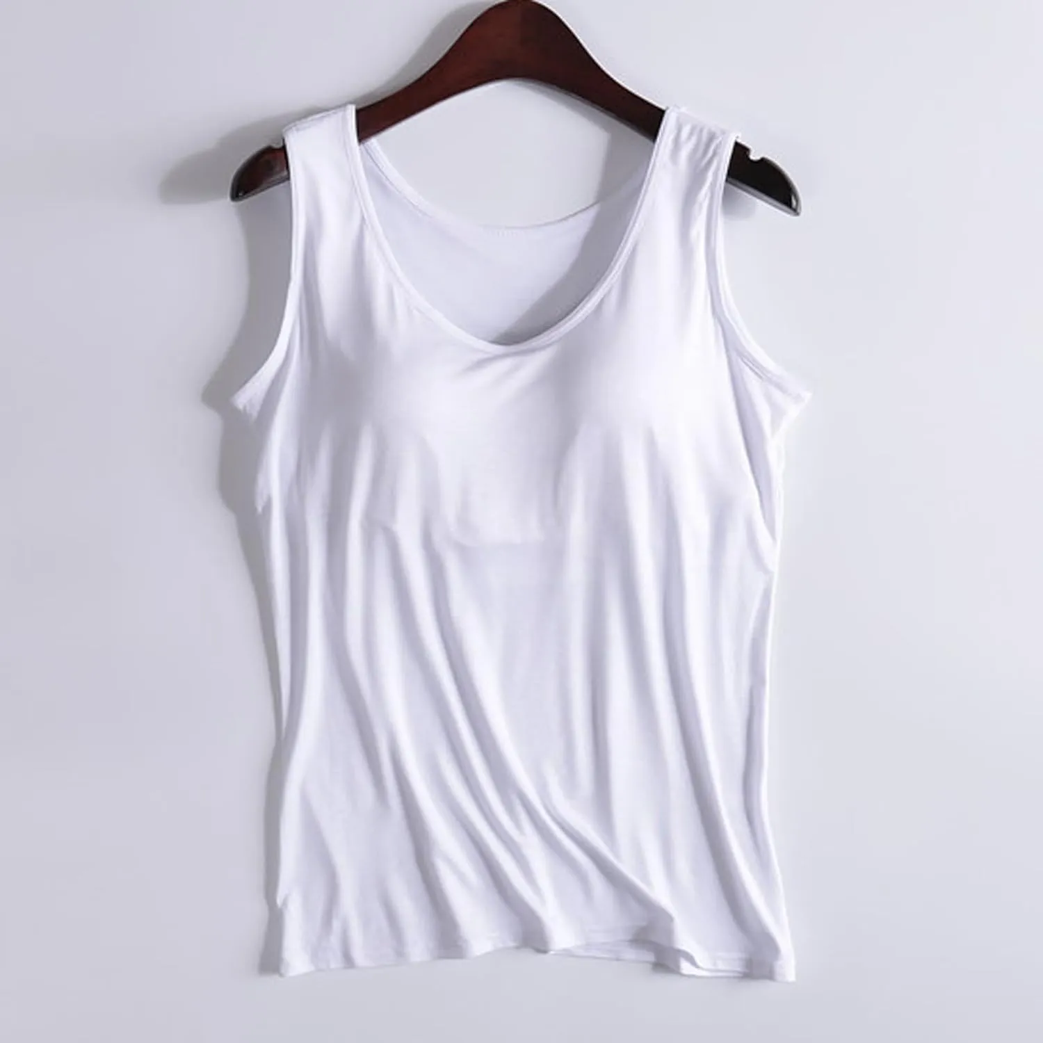 Tank Top with Built in Bra for Women,Camisole Tops for Women Plus Size,Summer Casual Padded Yoga Shirt Undershirt