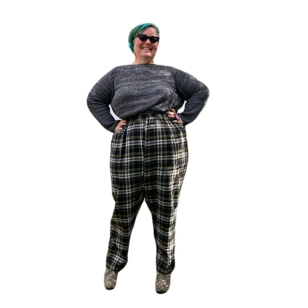 The Culloden Trousers - Green Flannelette Plus Size Loungewear