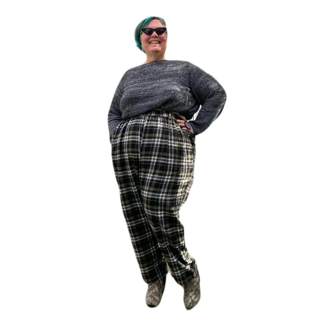 The Culloden Trousers - Green Flannelette Plus Size Loungewear