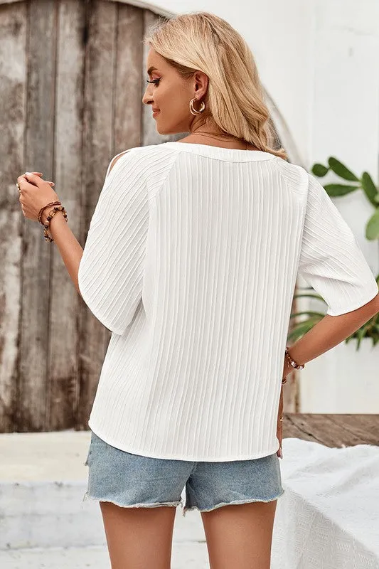 The Sweetest Rush White Side Open Sleeve Blouse (Size XL)