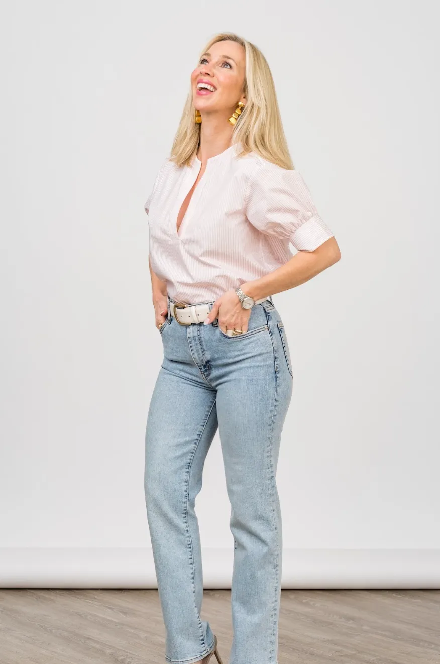 The V-Neck Popover Top in Azalea Multi