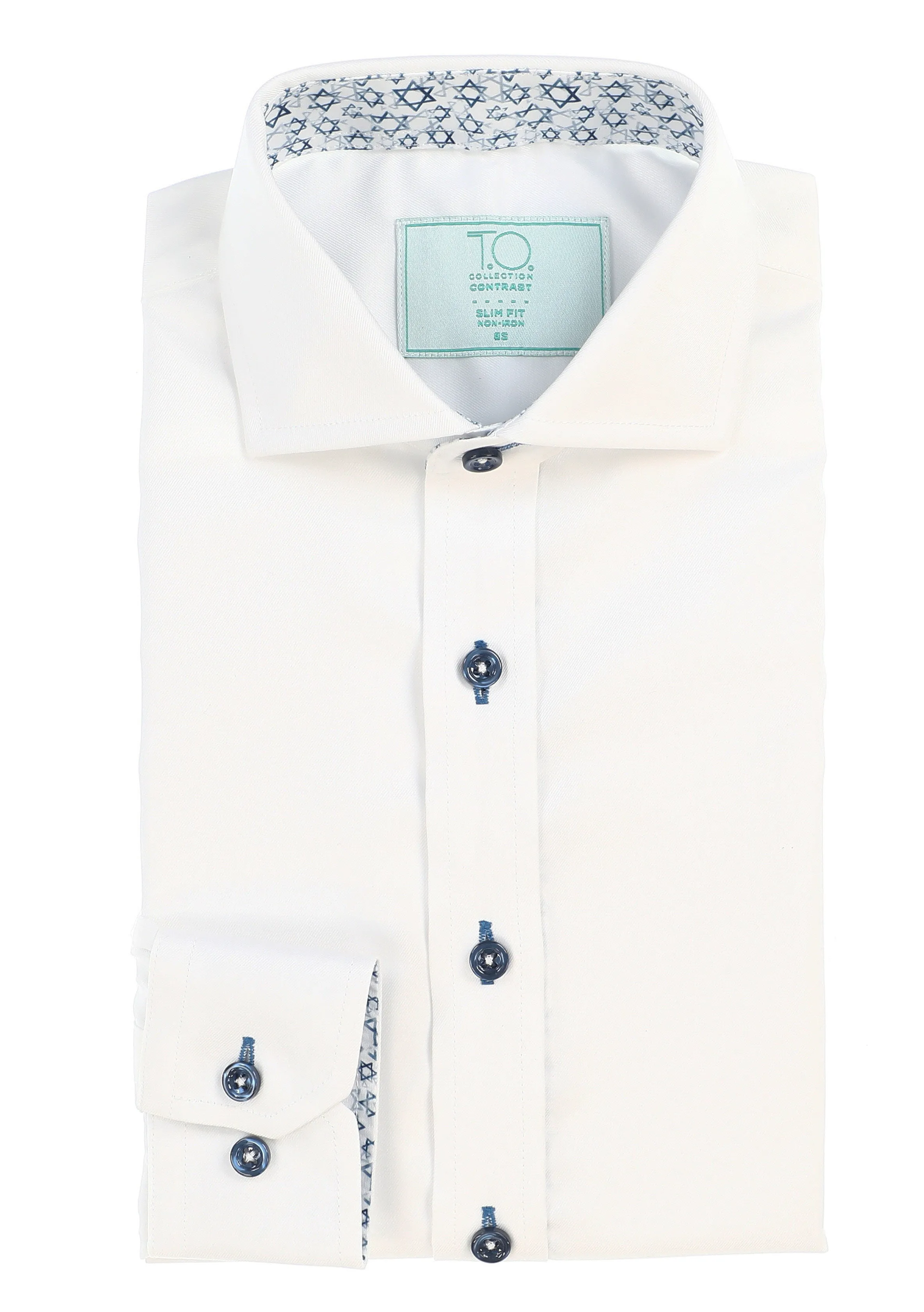 T.O. Boy's David Non-Iron Contrast Shirt - Blue