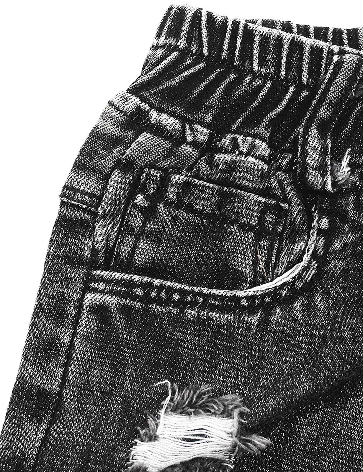 Toddler Ripped Colorful Button Decor Pocket Jeans