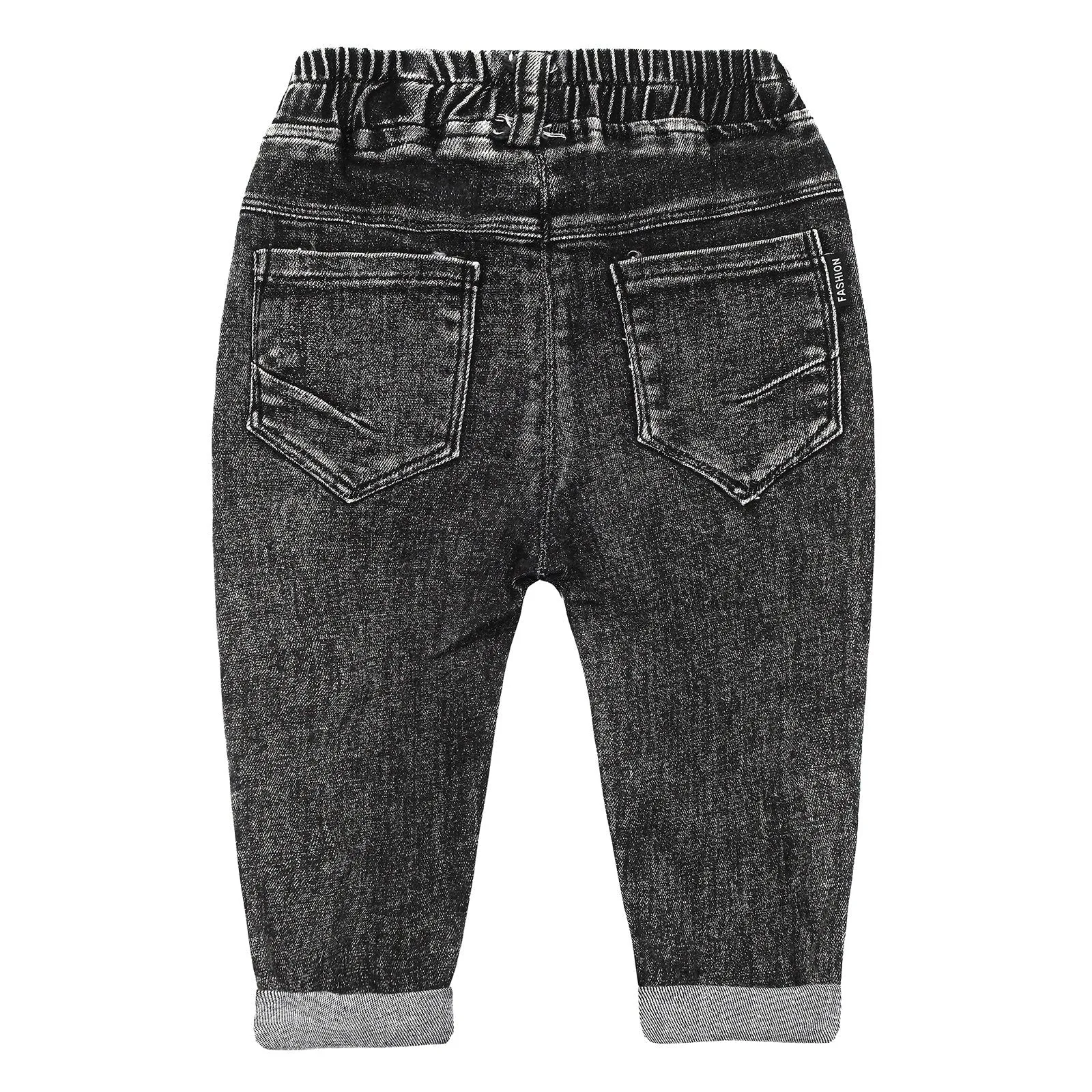 Toddler Ripped Colorful Button Decor Pocket Jeans