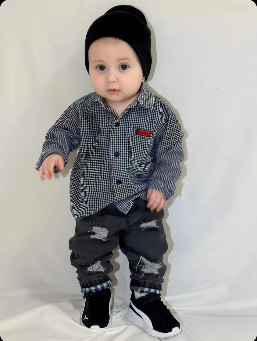 Toddler Ripped Colorful Button Decor Pocket Jeans