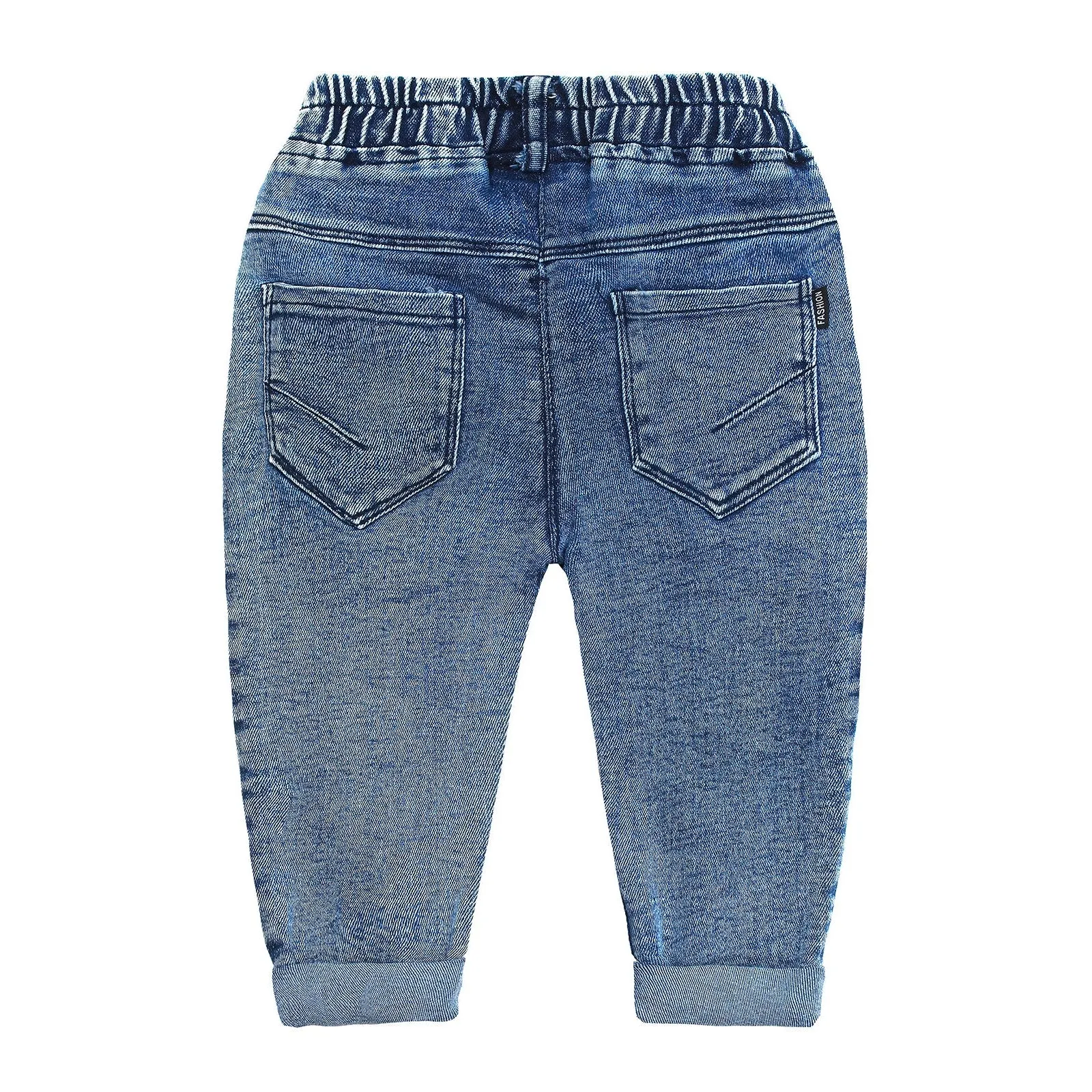 Toddler Ripped Colorful Button Decor Pocket Jeans