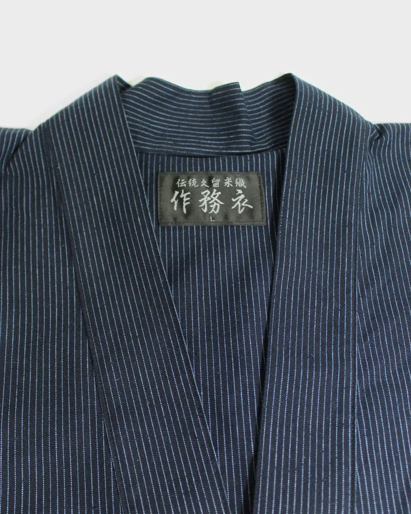 ToK Samue Set, Men's, Indigo with Thin Tsumugi Shima