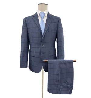 Top Lapel Windowpane Modern Fit Suit - Dark Denim