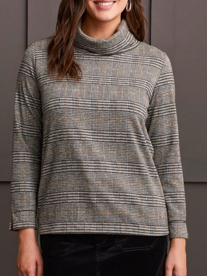 Tribal: Cowl Neck Top With Zipper Accent in Rust