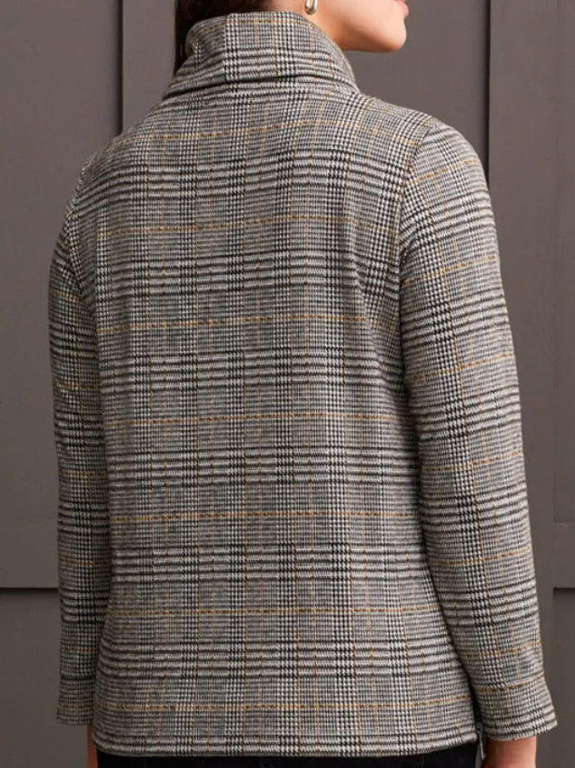 Tribal: Cowl Neck Top With Zipper Accent in Rust