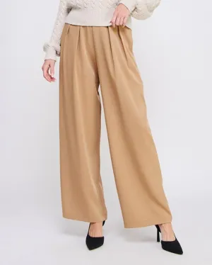 Twill Palazzo Pants - Camel - FINAL SALE