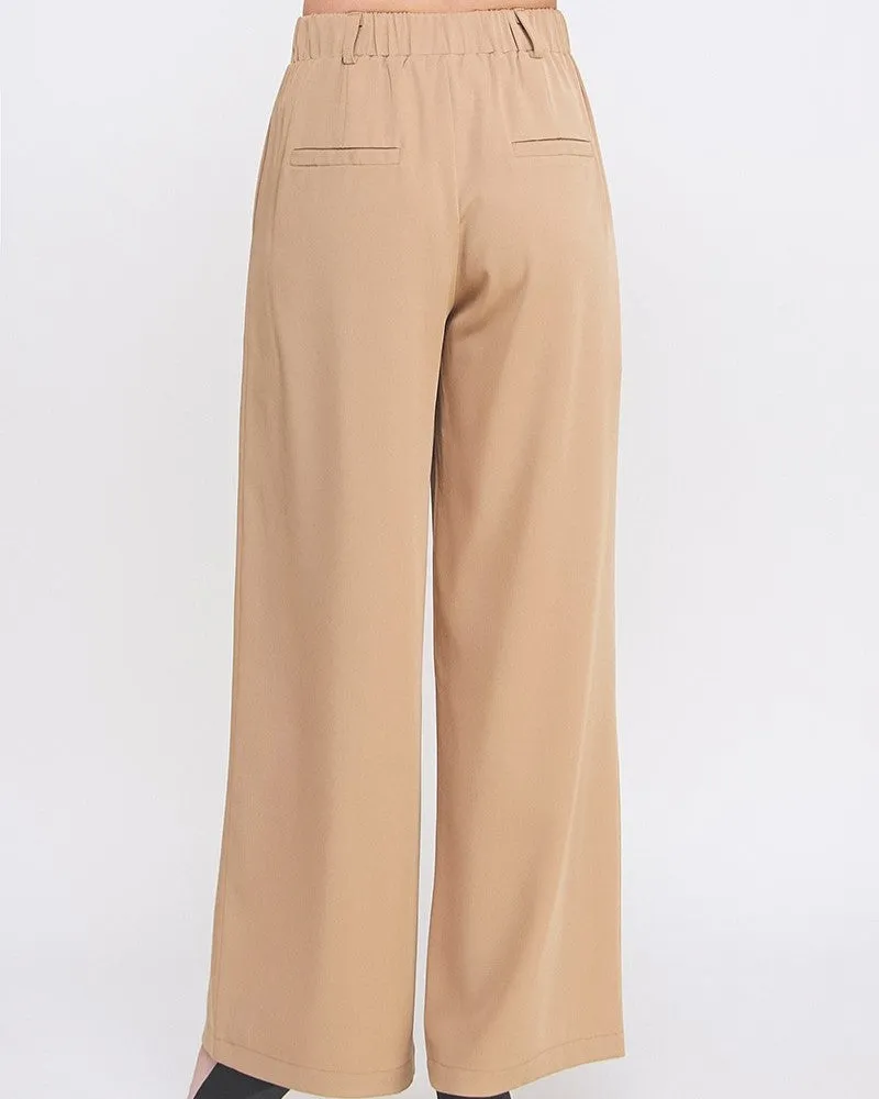 Twill Palazzo Pants - Camel - FINAL SALE