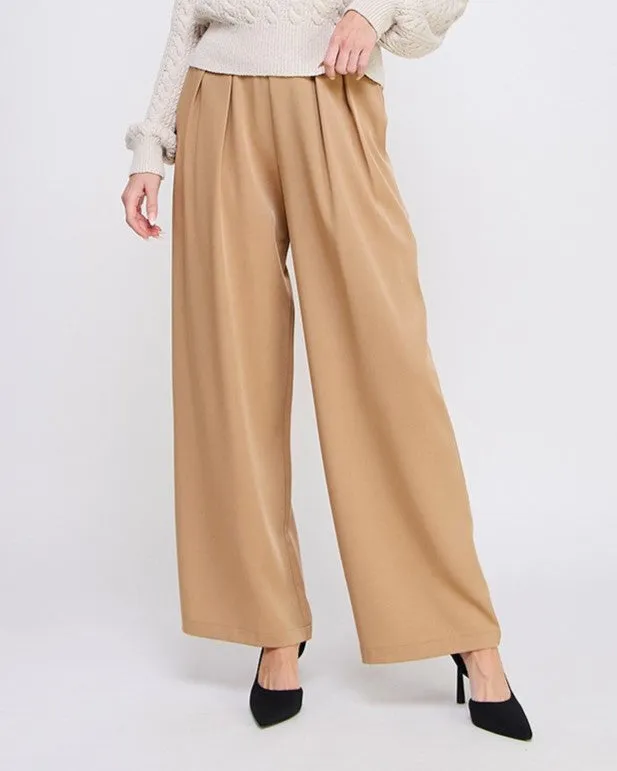 Twill Palazzo Pants - Camel - FINAL SALE