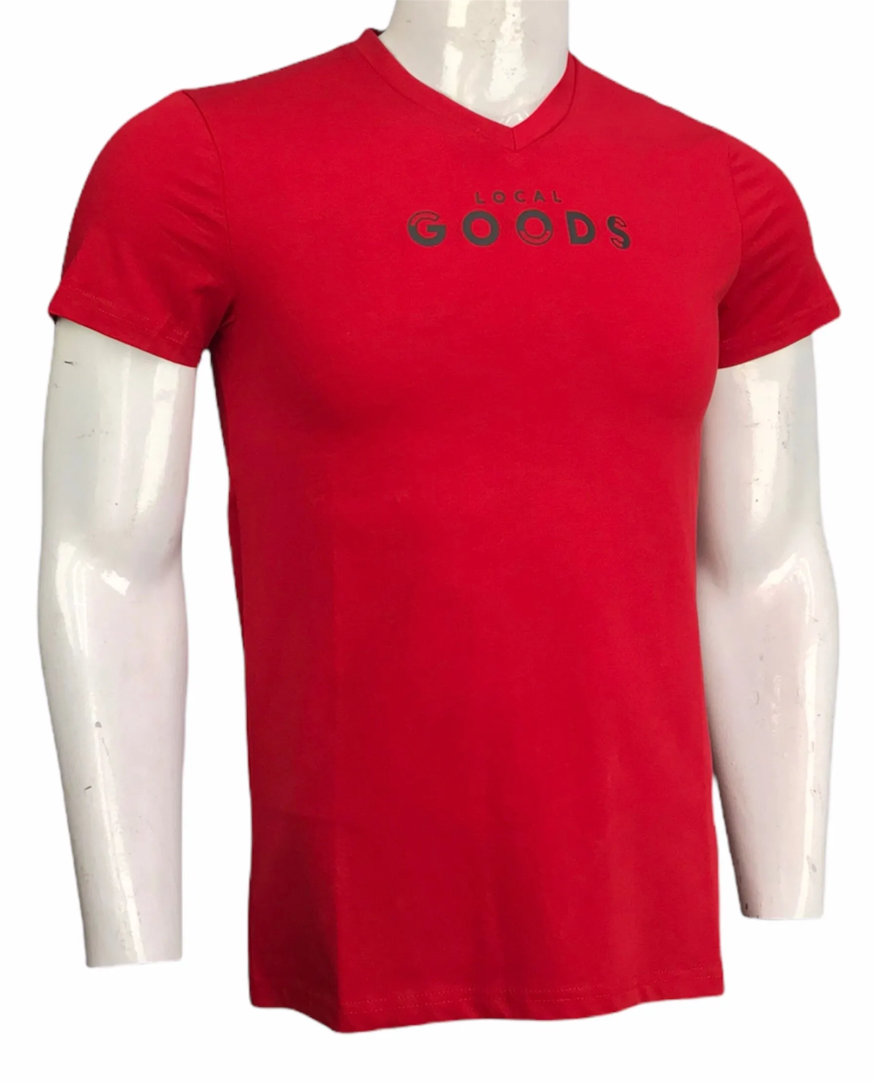Typographic print T-shirt with V-neck and Short Sleeves (Imported )
