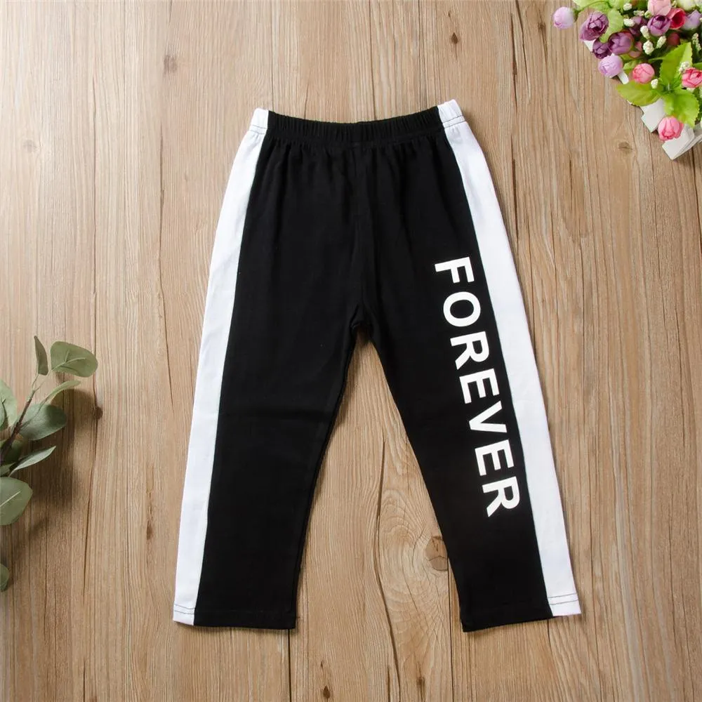 Unisex Letter Printed Elastic Waist Casual Pants Kids Clothing Vendors