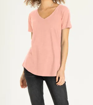 VALENTINA SLUB V BURNT CORAL TOP