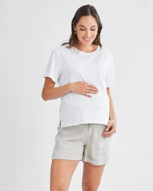 Versatile and Comfortable Maternity Cotton Tee in White