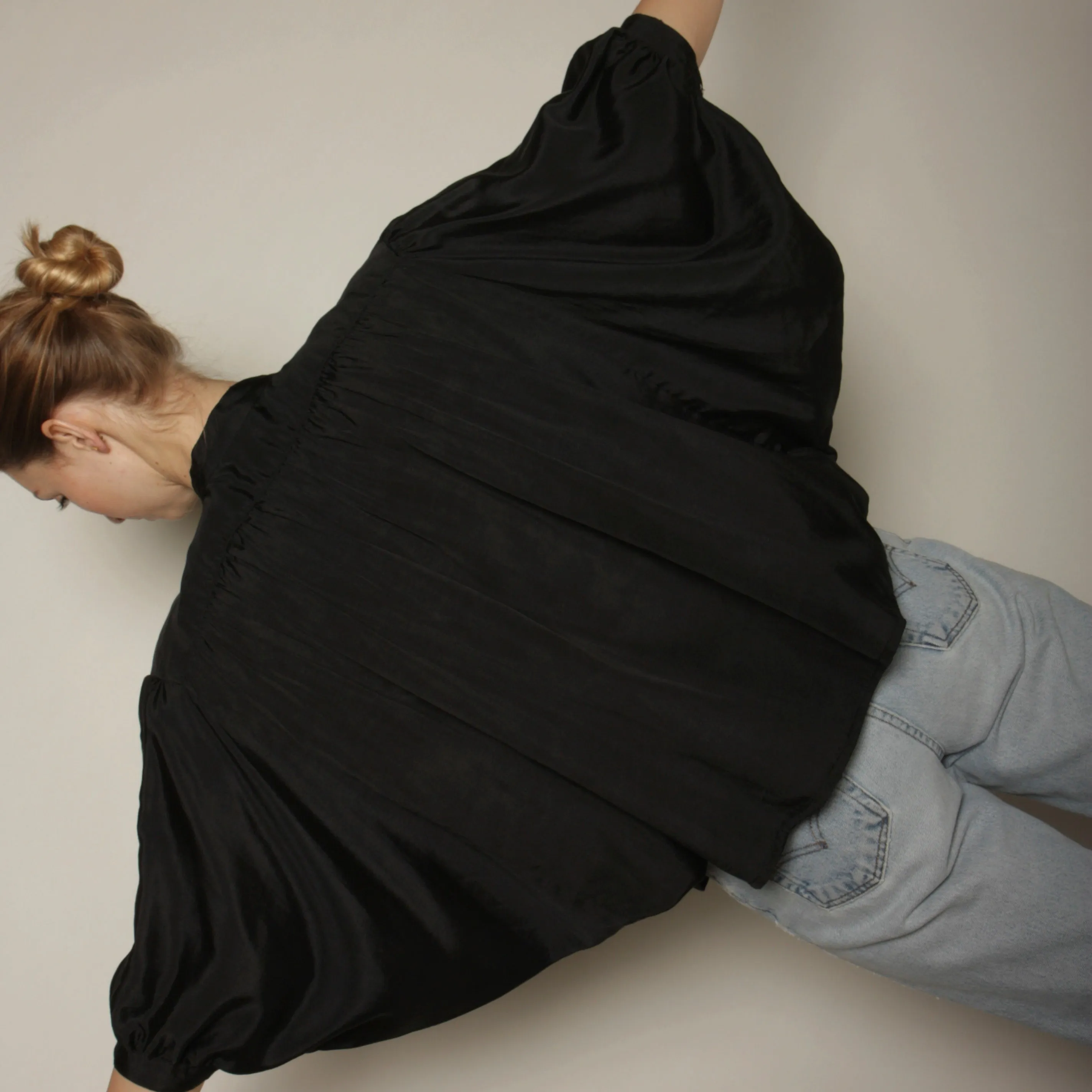 Vintage 70's Silk   Cotton Cape Blouse