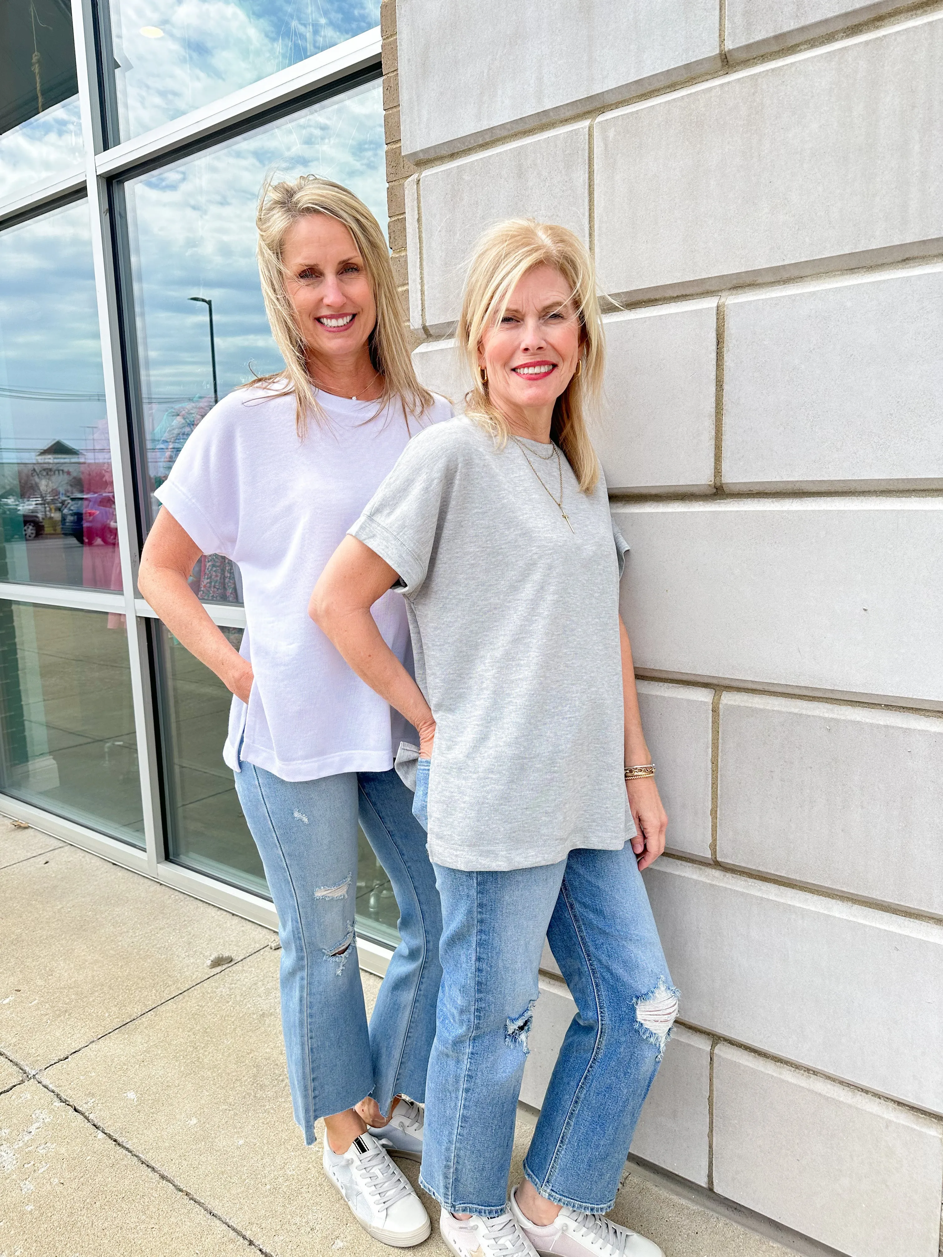 White S/S Side Slit T-Shirt Top