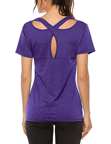 Woman T-Shirts Gym Short Sleeve Running Shirts Sport T Shirt Workout Women's Athletic Shirts Tees
