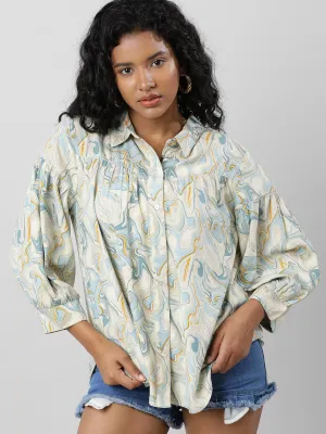 Women Buttoned Up Printed Shirt