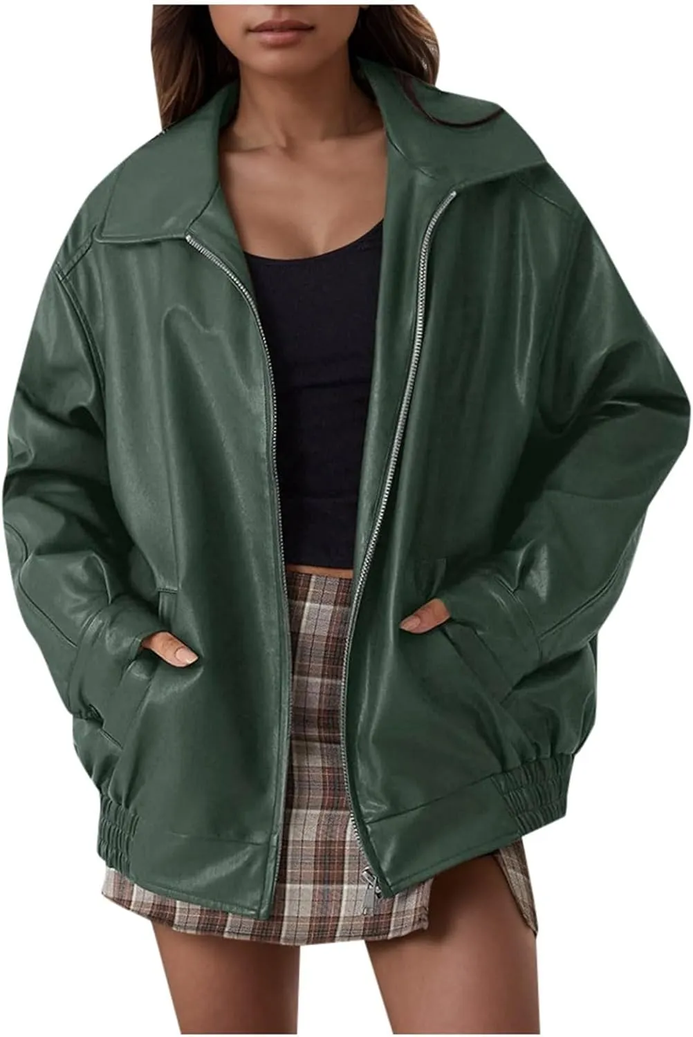 Women Jackets Leather Jackets Faux Suede Fall Fashion Motorcycle Coats Casual Zipper Suit Jackets Outfits Autumn