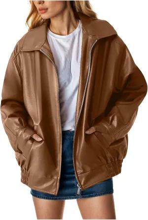 Women Jackets Leather Jackets Faux Suede Fall Fashion Motorcycle Coats Casual Zipper Suit Jackets Outfits Autumn