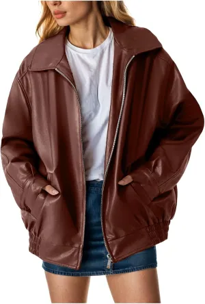 Women Jackets Leather Jackets Faux Suede Fall Fashion Motorcycle Coats Casual Zipper Suit Jackets Outfits Autumn