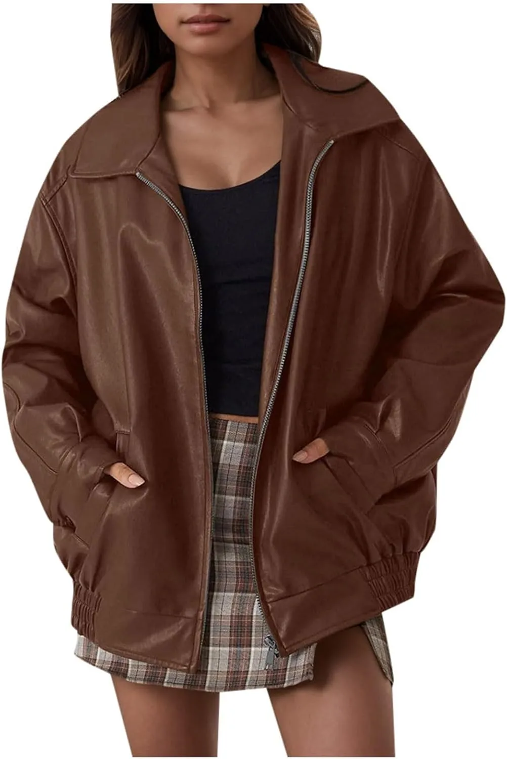 Women Jackets Leather Jackets Faux Suede Fall Fashion Motorcycle Coats Casual Zipper Suit Jackets Outfits Autumn