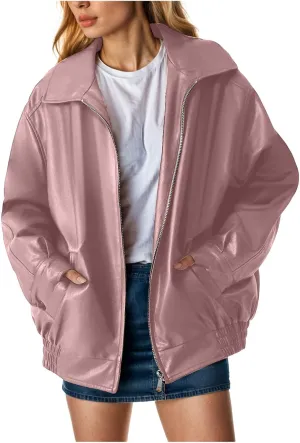 Women Jackets Leather Jackets Faux Suede Fall Fashion Motorcycle Coats Casual Zipper Suit Jackets Outfits Autumn