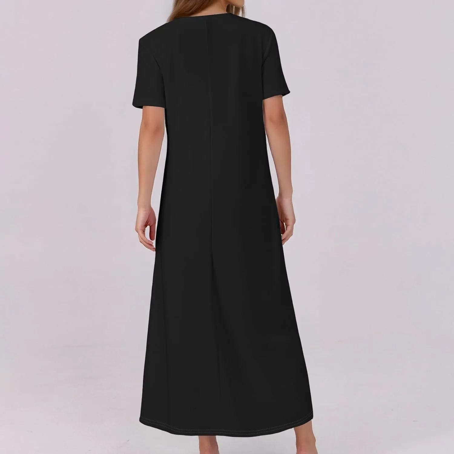 Women's Casual Printed Summer Round Neck Button Dress with Pockets