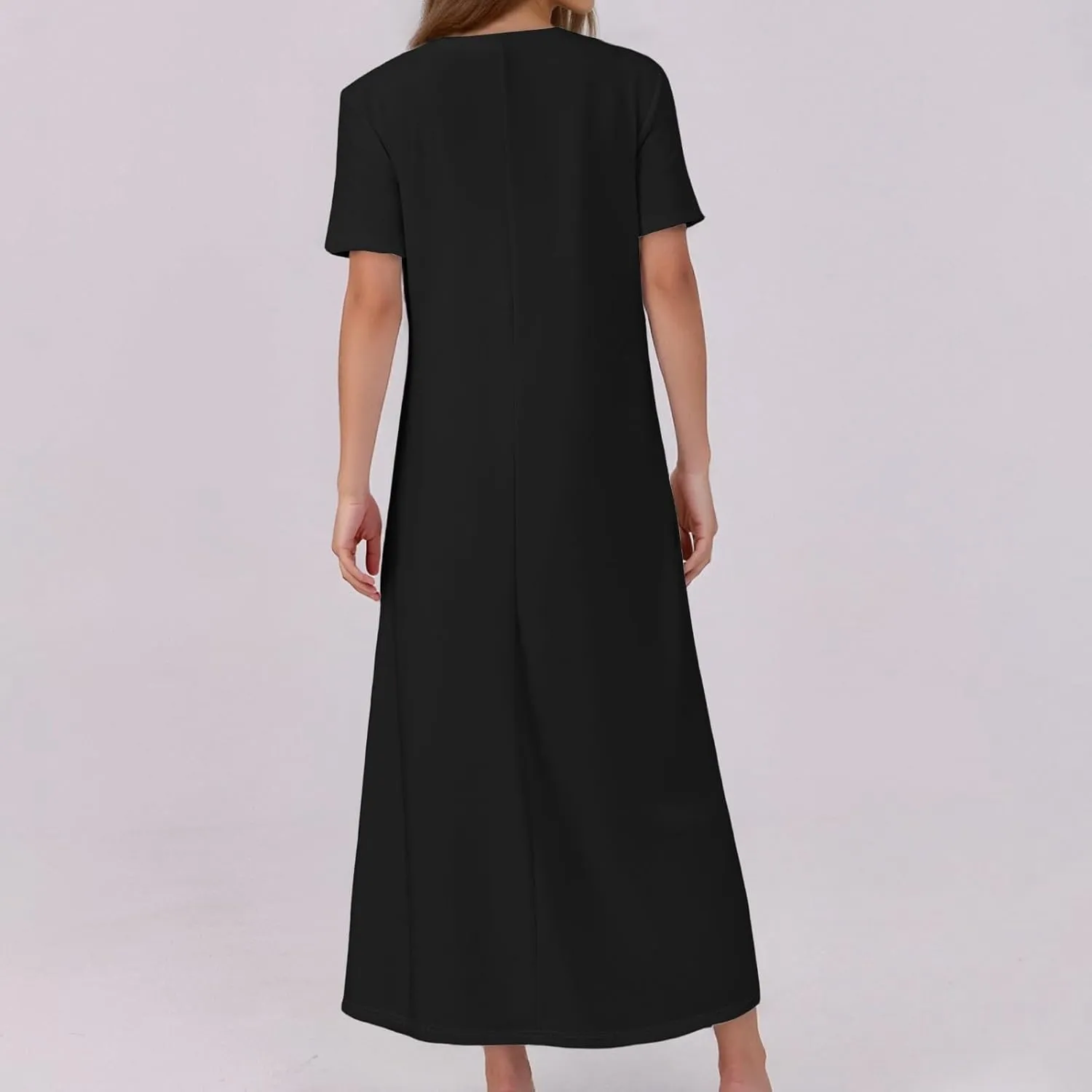 Women's Casual Printed Summer Round Neck Button Dress with Pockets