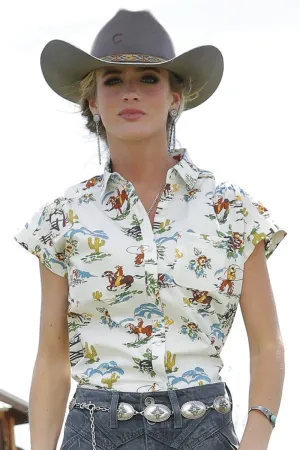 Women's Cowboy Print Blouse