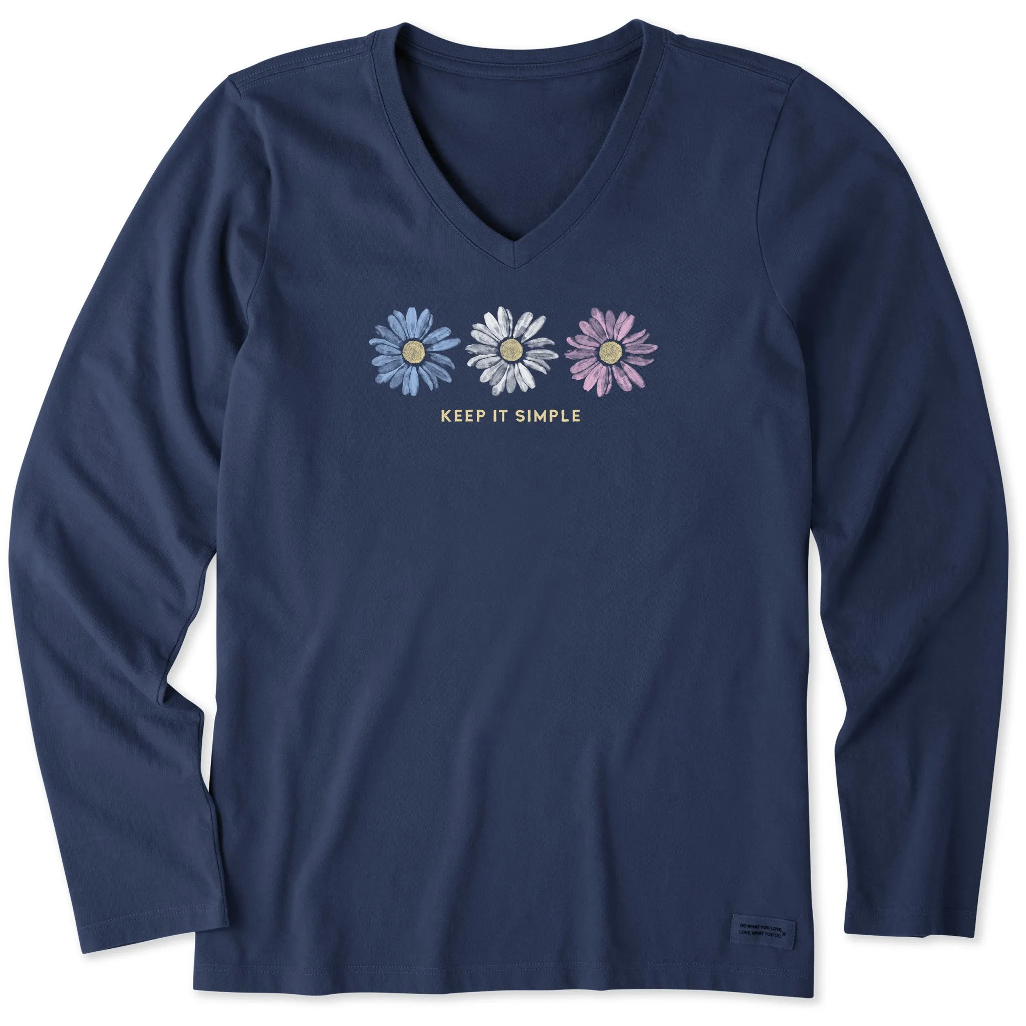 Women's Keep it Simple Trio Daisy Long Sleeve Crusher-LITE Vee
