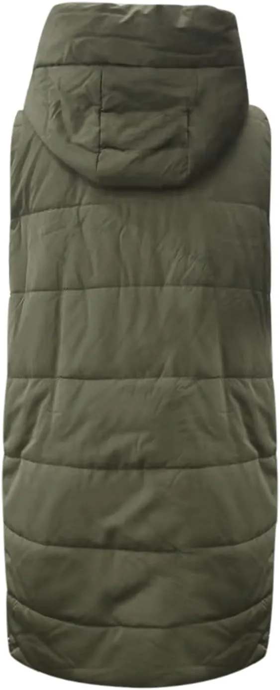 Women's Long Puffer Vest Full-Zip Sleeveless Down Vest Hooded Jacket Fashionable Coats Jacket with Pockets Trendy
