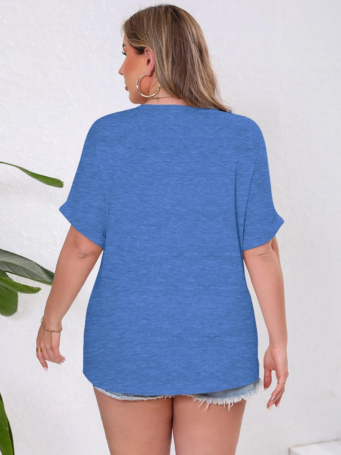 Women's Plus Size Top Summer Flower Graphic V Neck T Shirt Casual Short Sleeve Loose Fit Basic Tee Tops