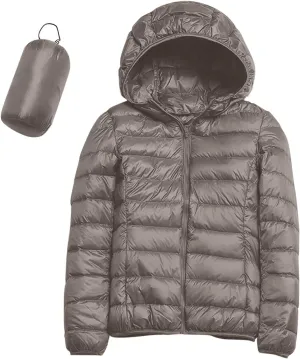 Womens Puffer Jacket Winter Warm Packable Coat Ultra Lightweight Jacket Slim Fit Hooded Jacket Short Duck Down Coat