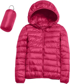 Womens Puffer Jacket Winter Warm Packable Coat Ultra Lightweight Jacket Slim Fit Hooded Jacket Short Duck Down Coat
