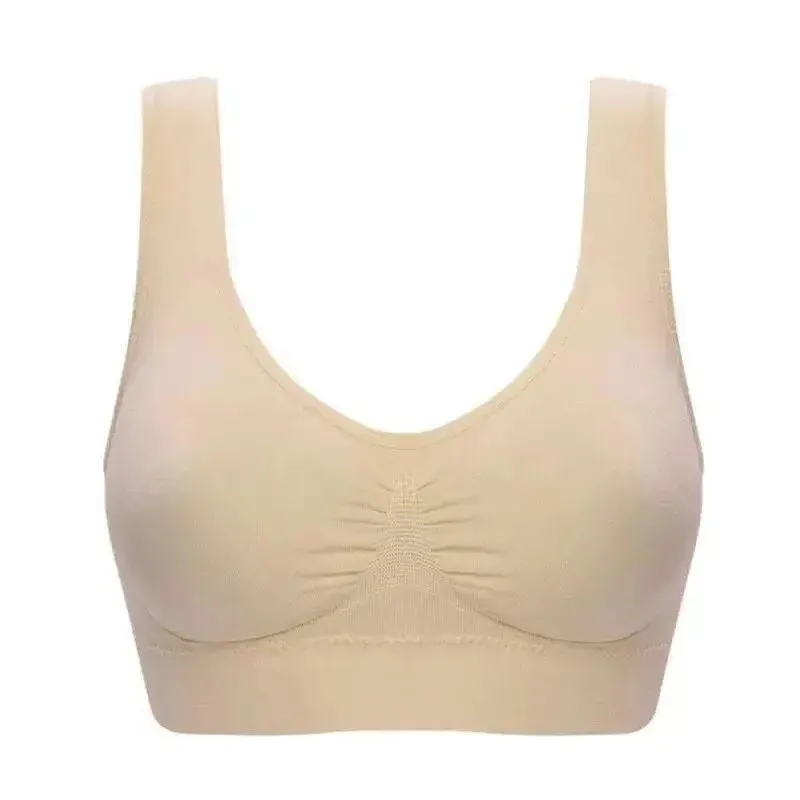 Women’s Seamless Crop Top Bra, Vertical Stripe Sports Bra, Breathable Yoga Underwear
