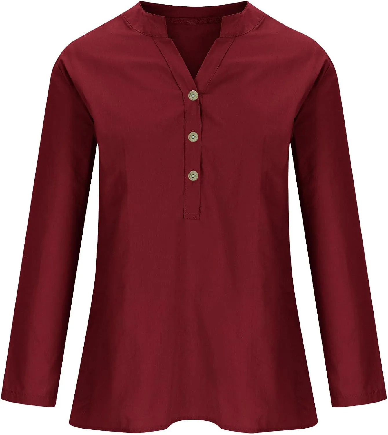 Women's Short Sleeve Cotton Linen Shirts Casual V Neck Basic T Shirt Solid Color Loose Fit Summer Tee Shirts