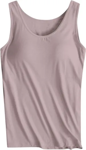 Womens Tank Tops with Built in Bra Workout Gym Padded Sports Bras Casual Summer Regular-Fit Stretch Yoga Shirts 2025