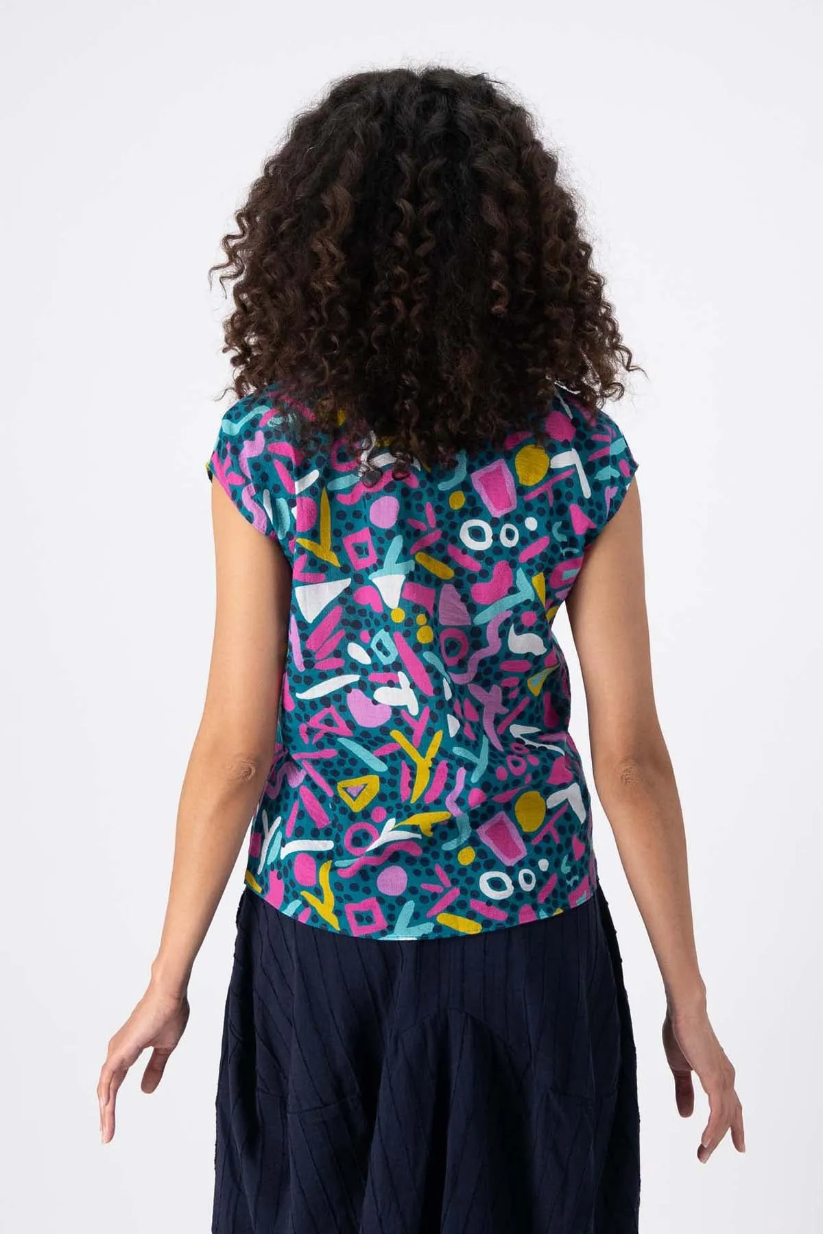 Wonderland Top Turquoise in Seersucker