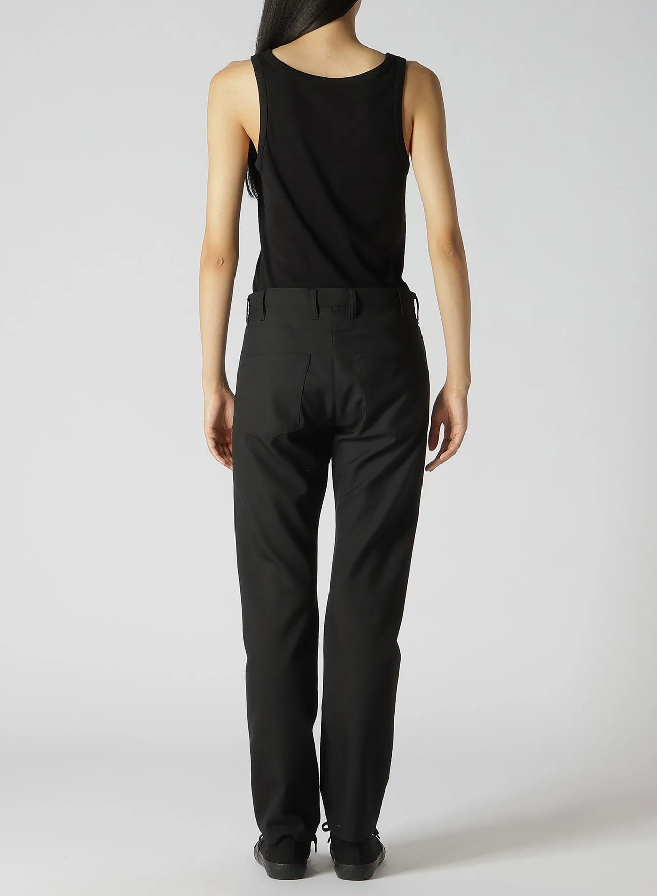 WOOL POLYESTER GABARDINE SLIM 5POCKET PANTS