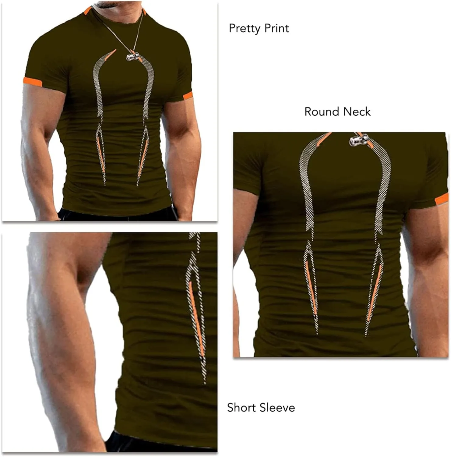 Workout Shirts for Men Stripe T-Shirt Short Sleeve Fitness Crew Neck T Shirt Quick Dry Running Gym Athletic T Shirts