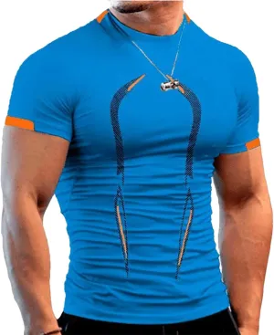 Workout Shirts for Men Stripe T-Shirt Short Sleeve Fitness Crew Neck T Shirt Quick Dry Running Gym Athletic T Shirts