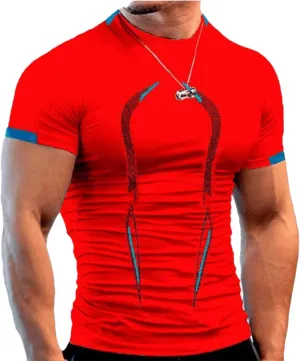 Workout Shirts for Men Stripe T-Shirt Short Sleeve Fitness Crew Neck T Shirt Quick Dry Running Gym Athletic T Shirts