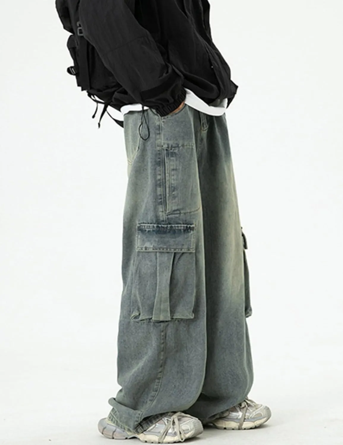 Y2k Cargo Jeans Baggy Jeans Men Hip Hop Demin Cargo Pants Grunge Jnco Jeans Loose Fit Parachute Jeans